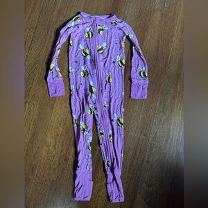 Little Sleepies Purple Bee Print Footie